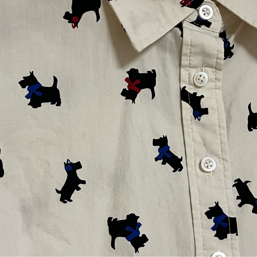 Talbots Button Down Shirt Scottie Dog Print small petite